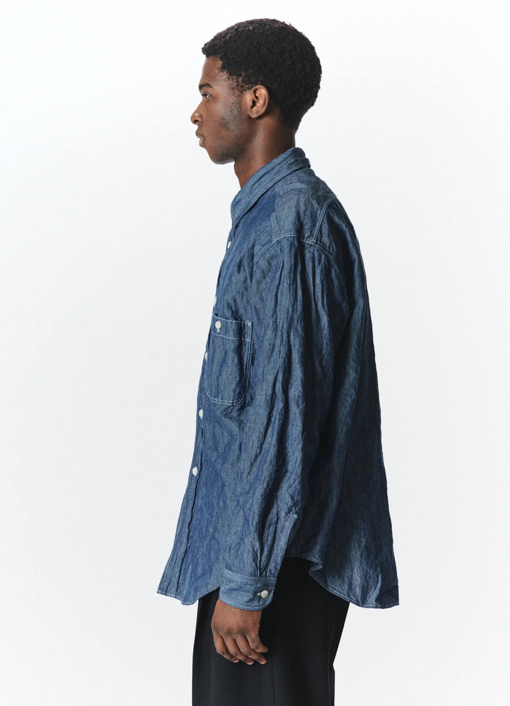 Two Pocket Work Shirt -Cotton Stainless Steel Chambray-[A26C09SH01C]