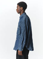 Two Pocket Work Shirt -Cotton Stainless Steel Chambray-[A26C09SH01C]