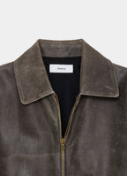 LEATHER SPORTS JACKET -CRACKED GOAT LEATHER-[M25D13BL01C]
