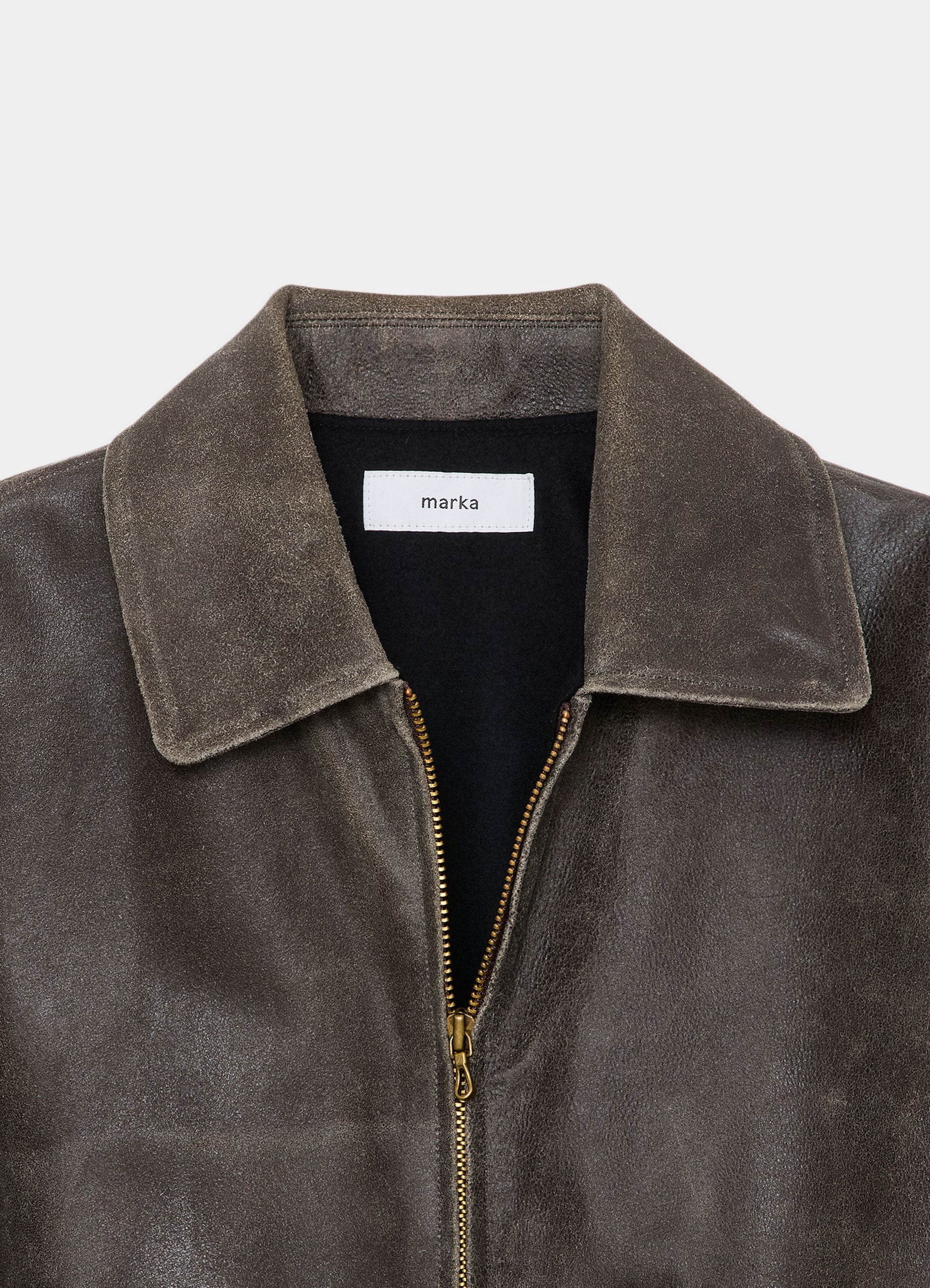 LEATHER SPORTS JACKET -CRACKED GOAT LEATHER-[M25D13BL01C]
