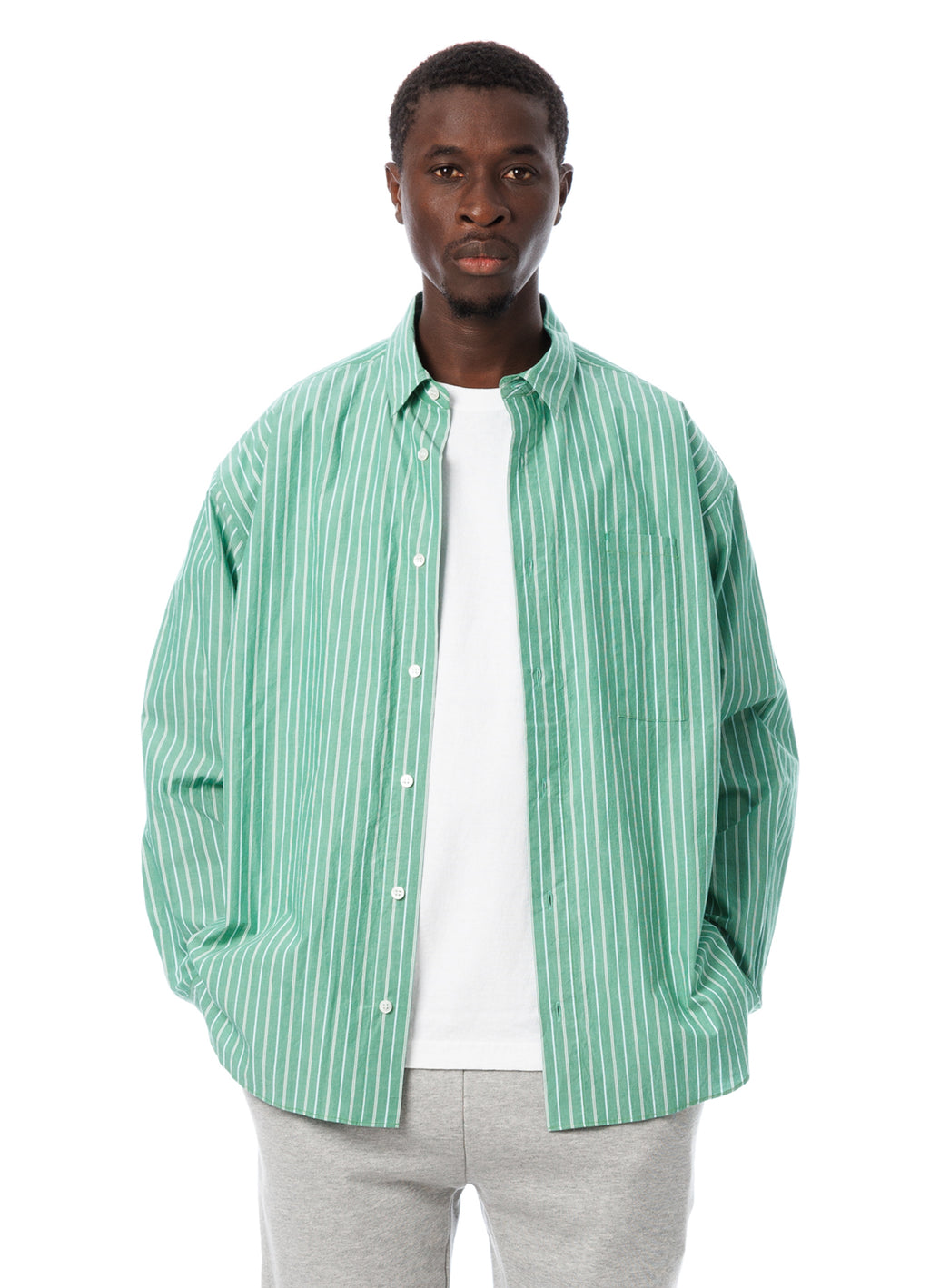 Stripe Oversized Pocket Shirt [60425PS06-TP]<SALE>