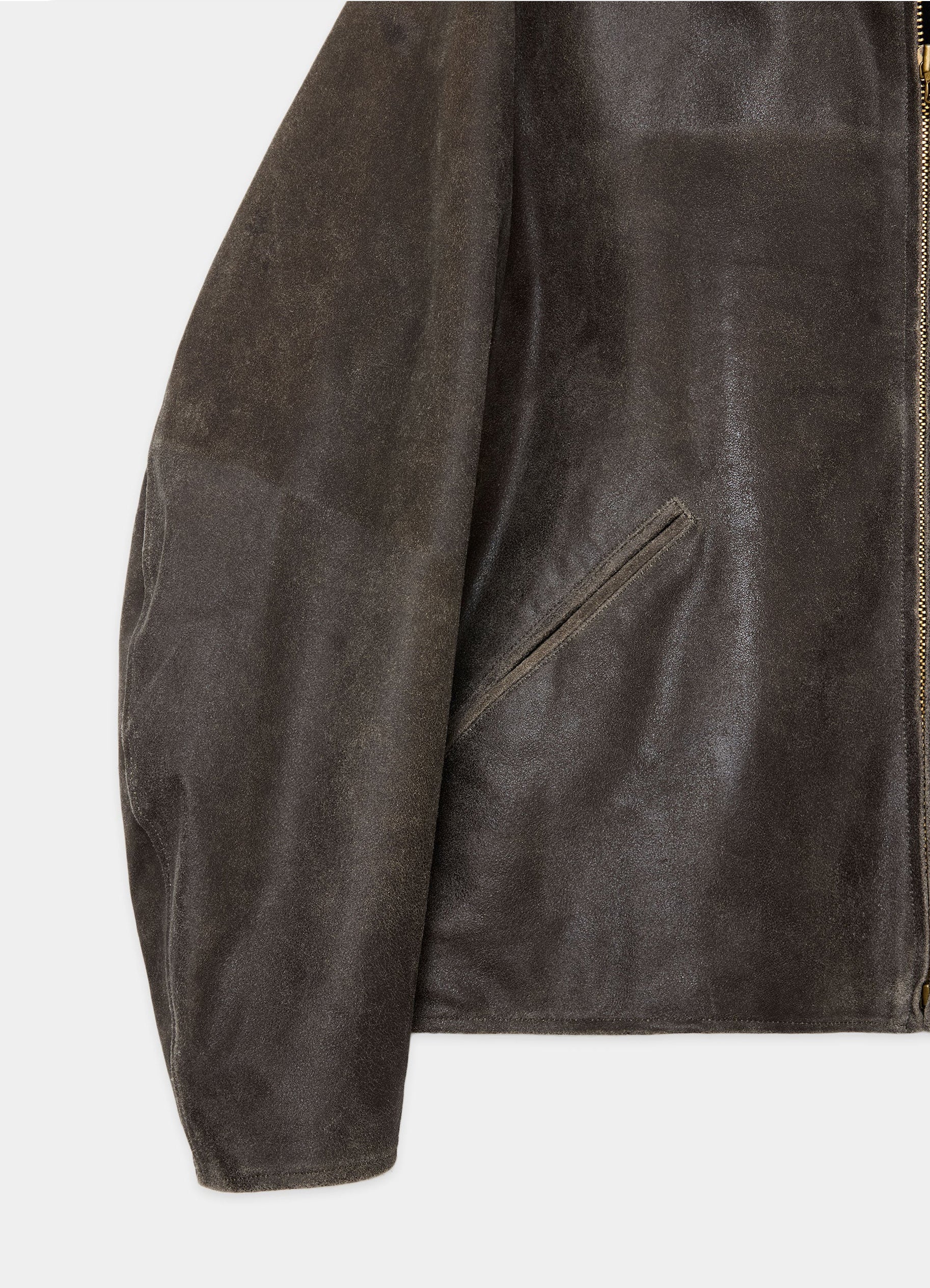 LEATHER SPORTS JACKET -CRACKED GOAT LEATHER-[M25D13BL01C]