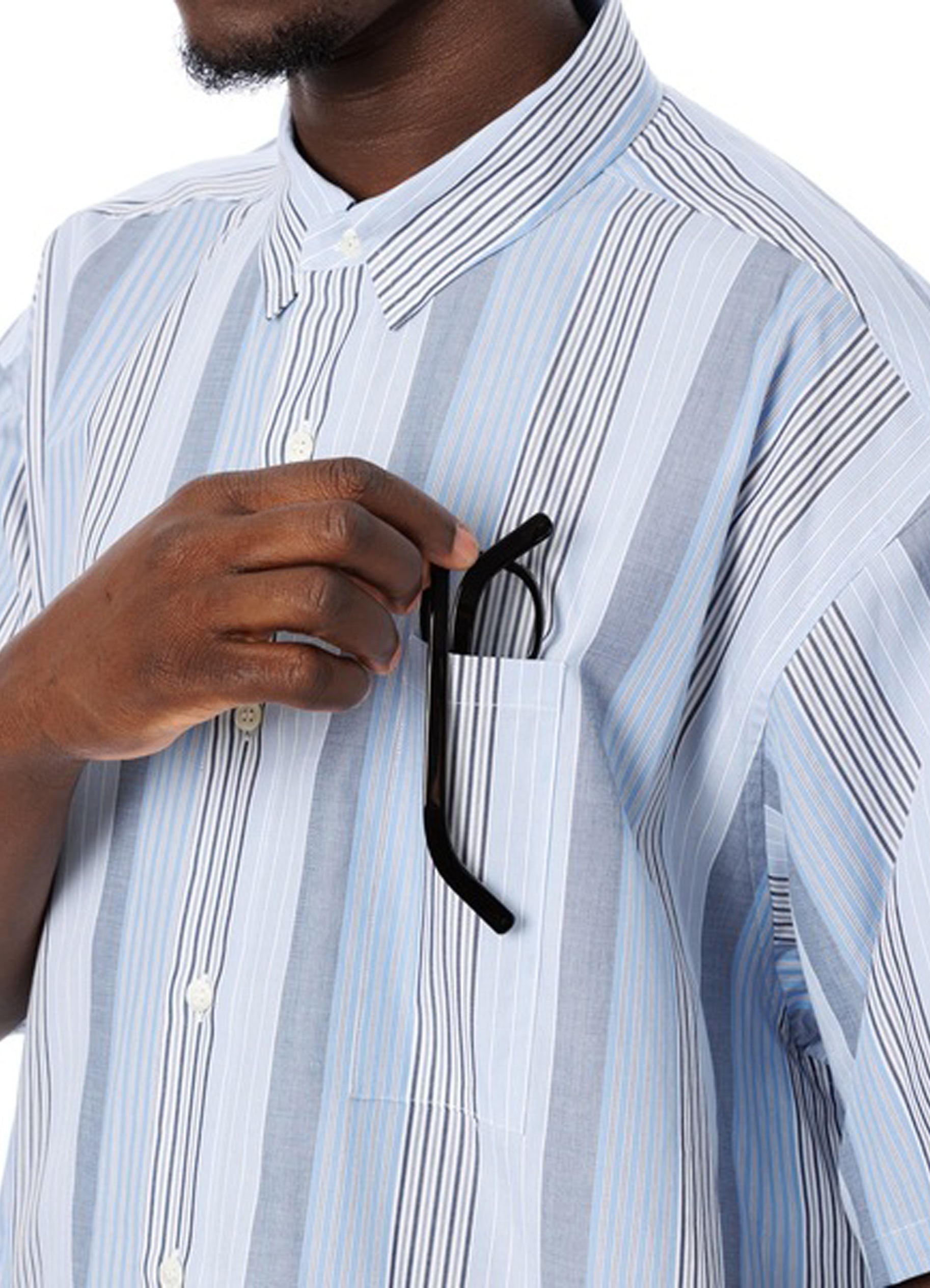 Multi Stripe Oversized Pocket S/S Shirt [60425SU05-TP]