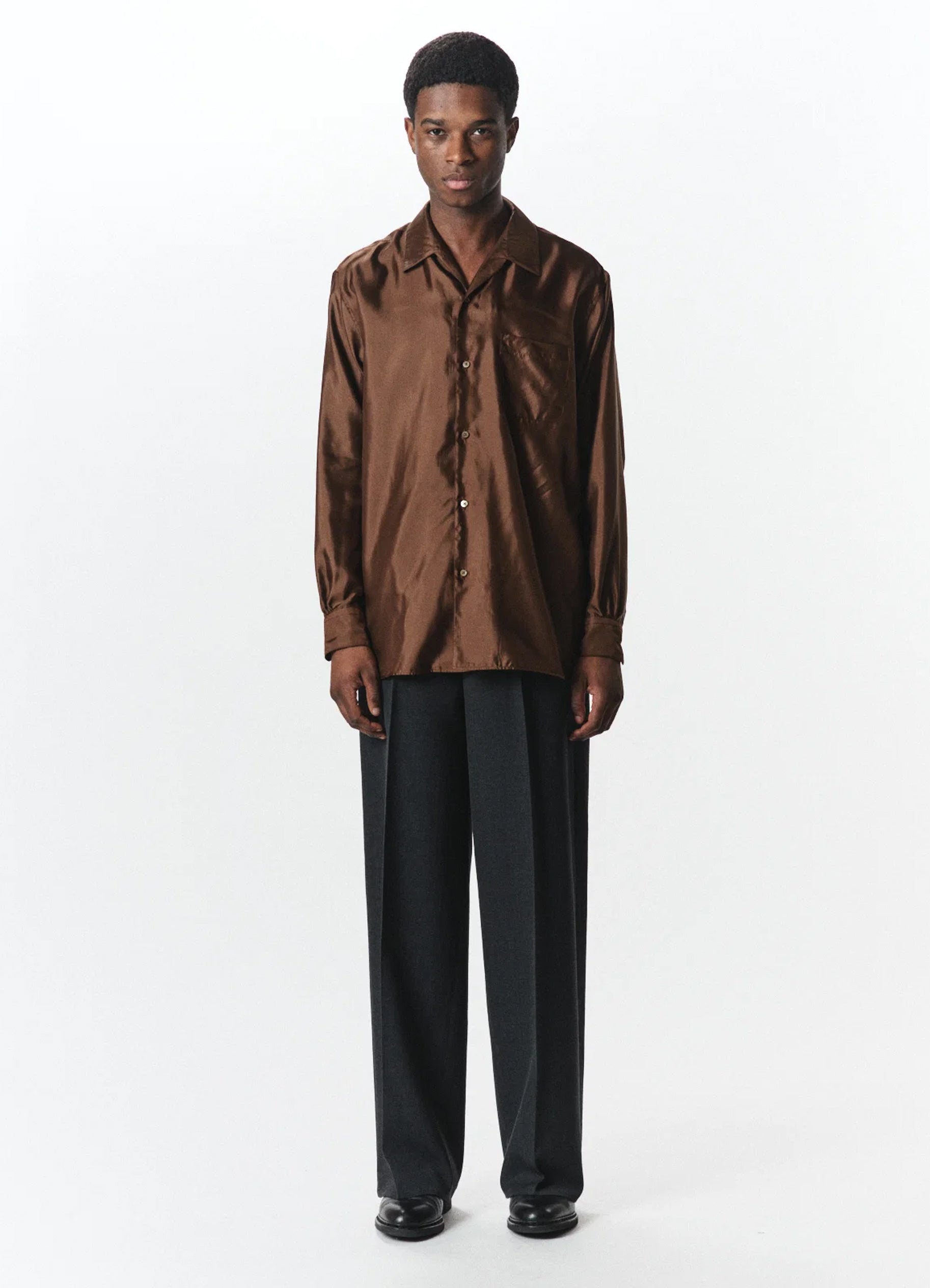 Flat Front Wide Trousers -Organic Wool Survival Cloth®-[A26C07PT03C]