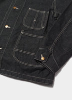 9.5oz ネップDENIMカバーオール(衿コーデュロイ)[RN31393074]