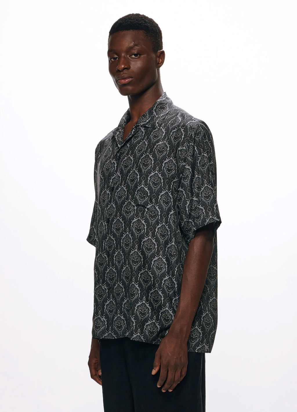 SILK OPEN COLLAR SHIRT -HABUTAE SILK-[M25A22SH02B]<SALE>