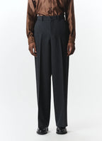 Flat Front Wide Trousers -Organic Wool Survival Cloth®-[A26C07PT03C]