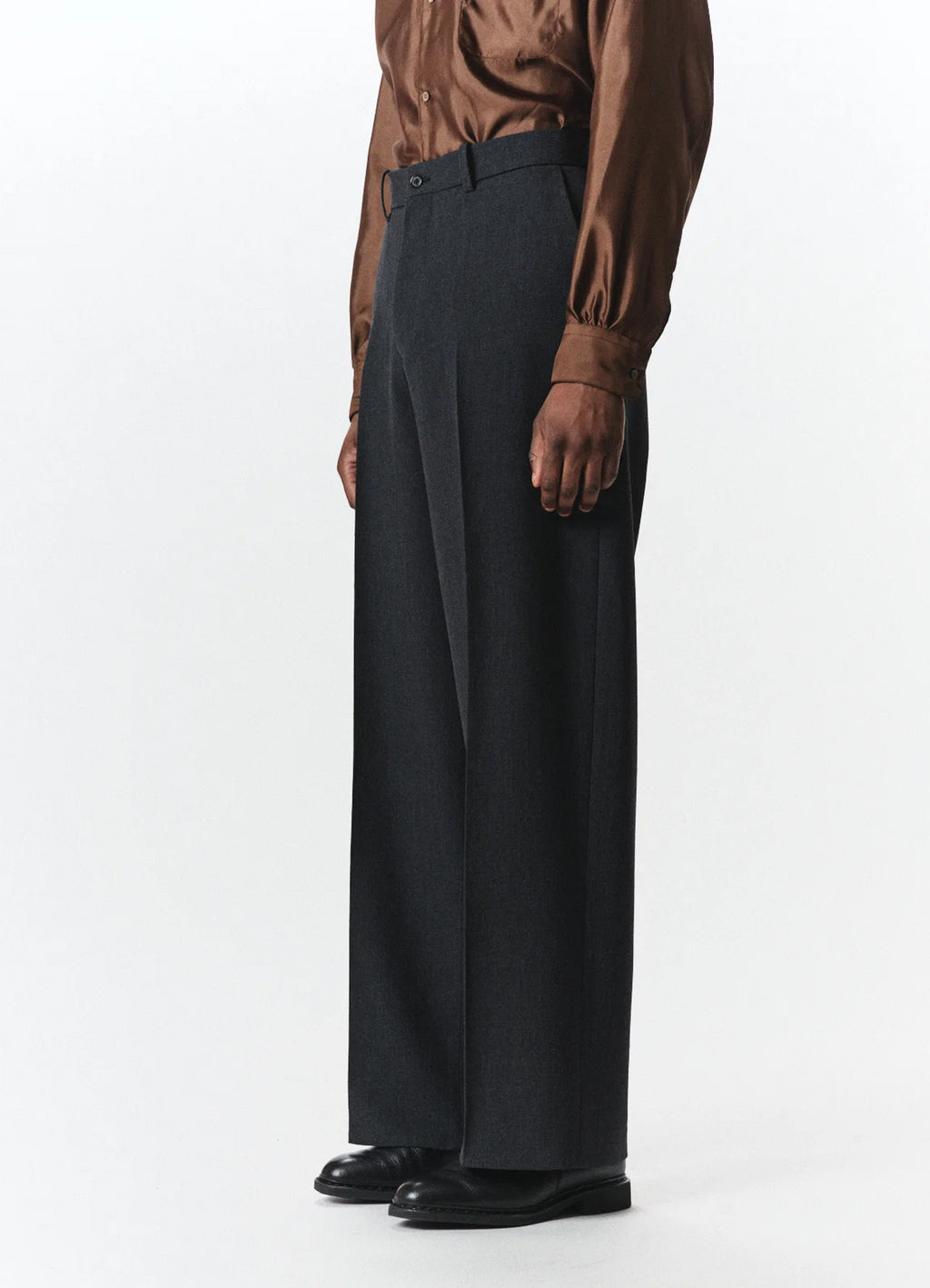 Flat Front Wide Trousers -Organic Wool Survival Cloth®-[A26C07PT03C]