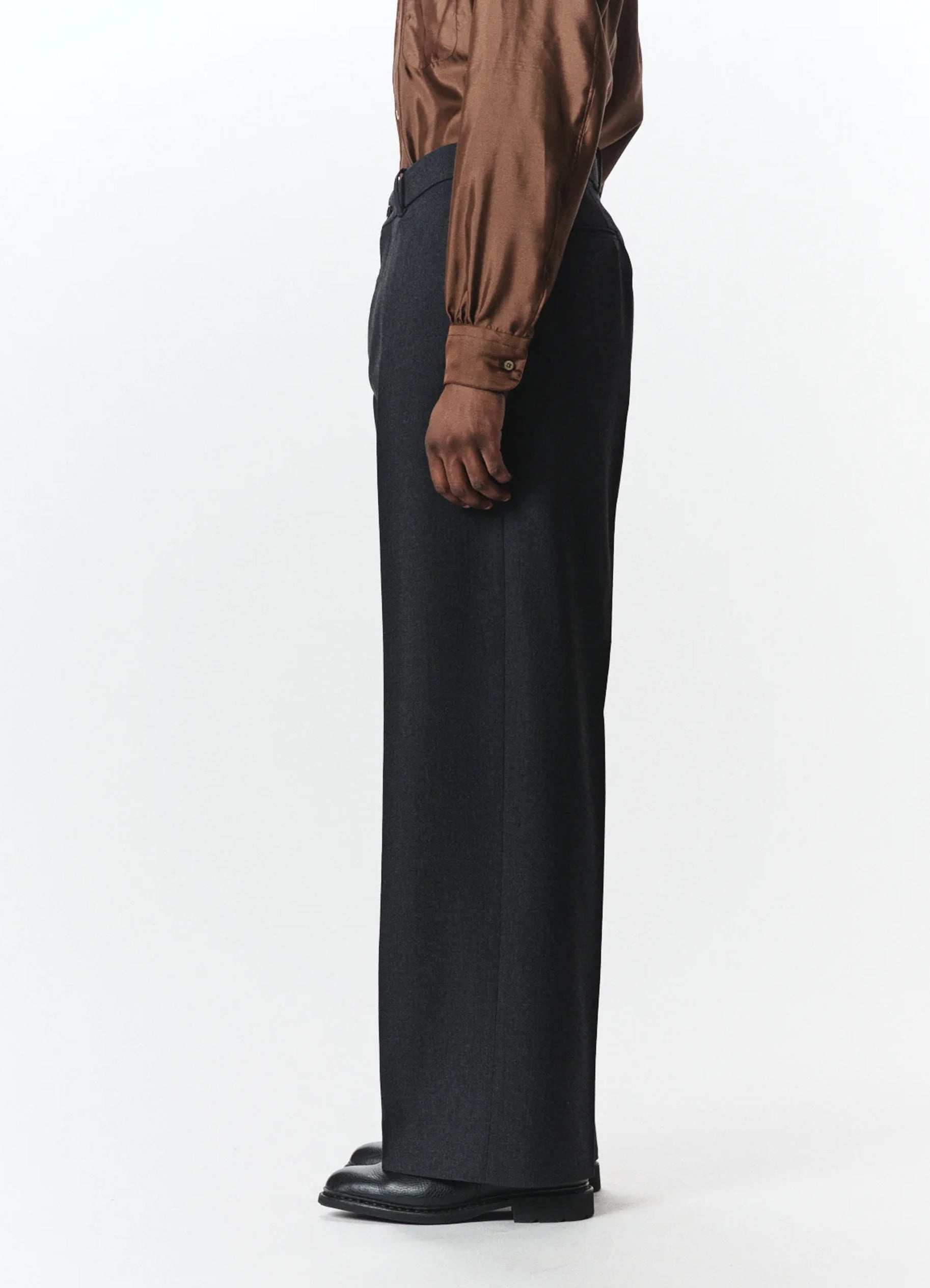 Flat Front Wide Trousers -Organic Wool Survival Cloth®-[A26C07PT03C]