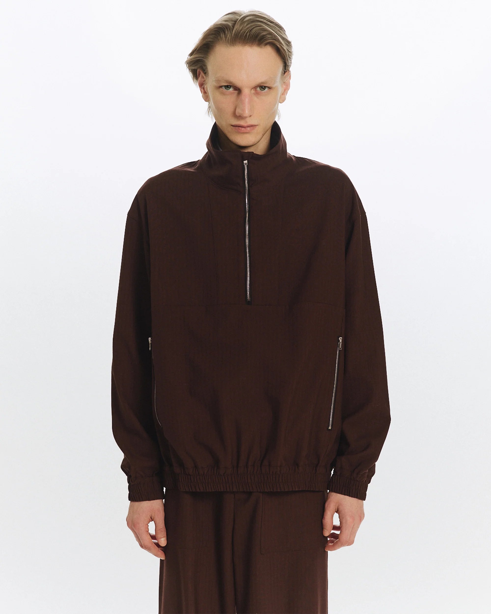 Half Zip Track Jacket -2/60 Wool Ripstop- (PRE)