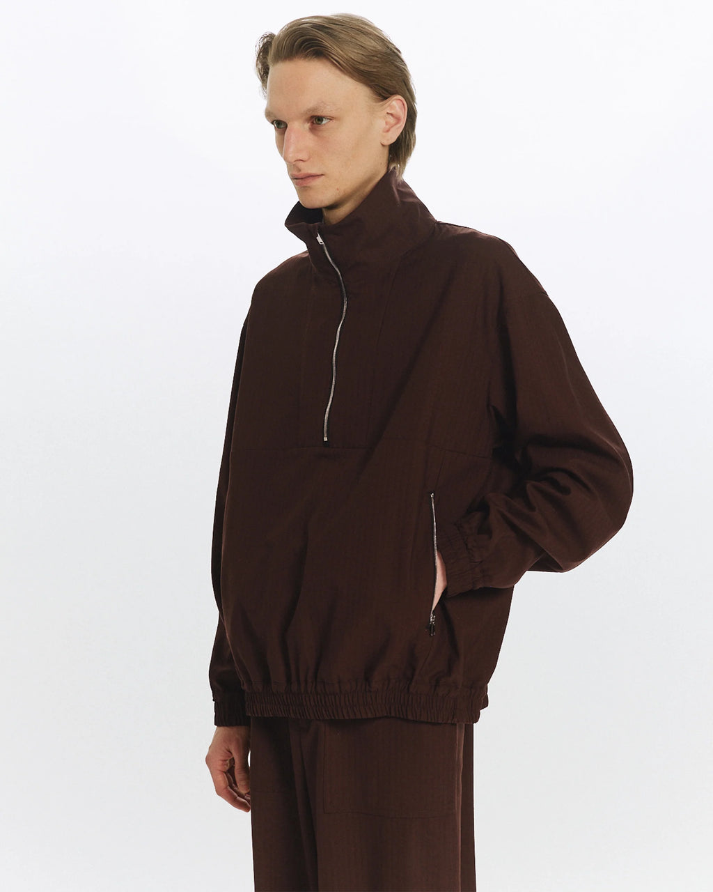 Half Zip Track Jacket -2/60 Wool Ripstop- (PRE)