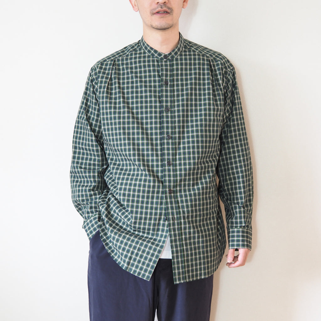 Cotton Check 3tuck shirts -GREEN- [BET-S12003-231]