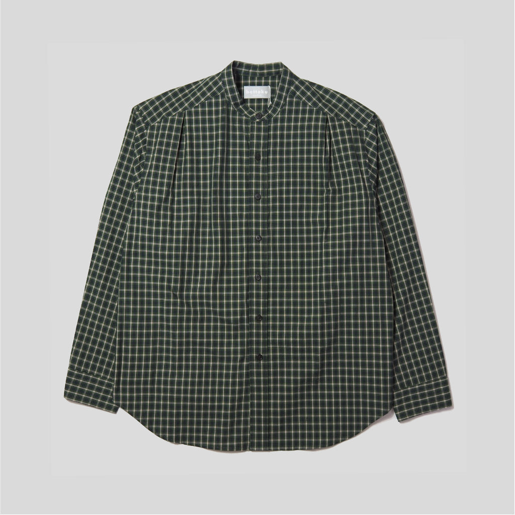 Cotton Check 3tuck shirts -GREEN- [BET-S12003-231]