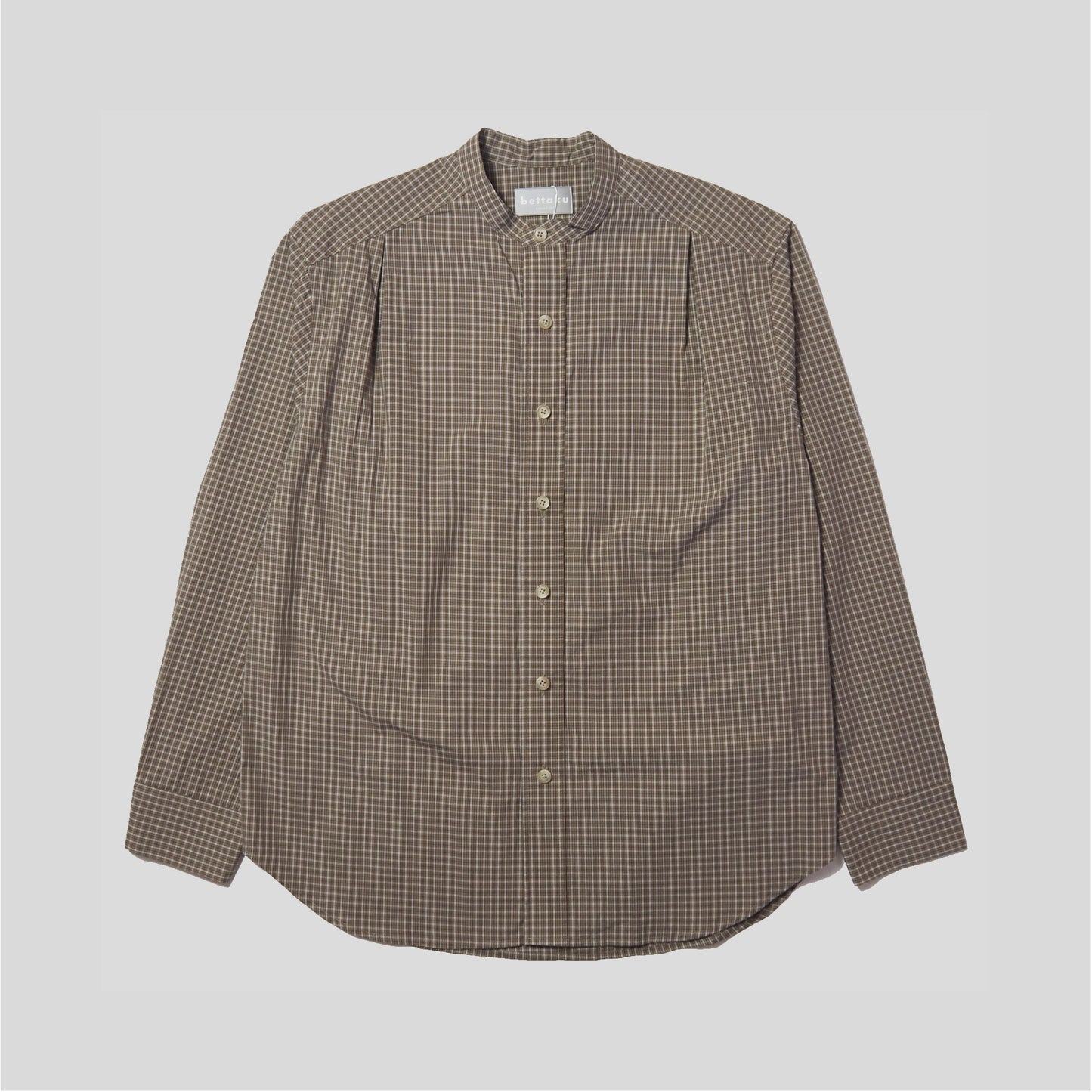 Cotton Check 3tuck shirts -BEIGE- [BET-S12003-231]