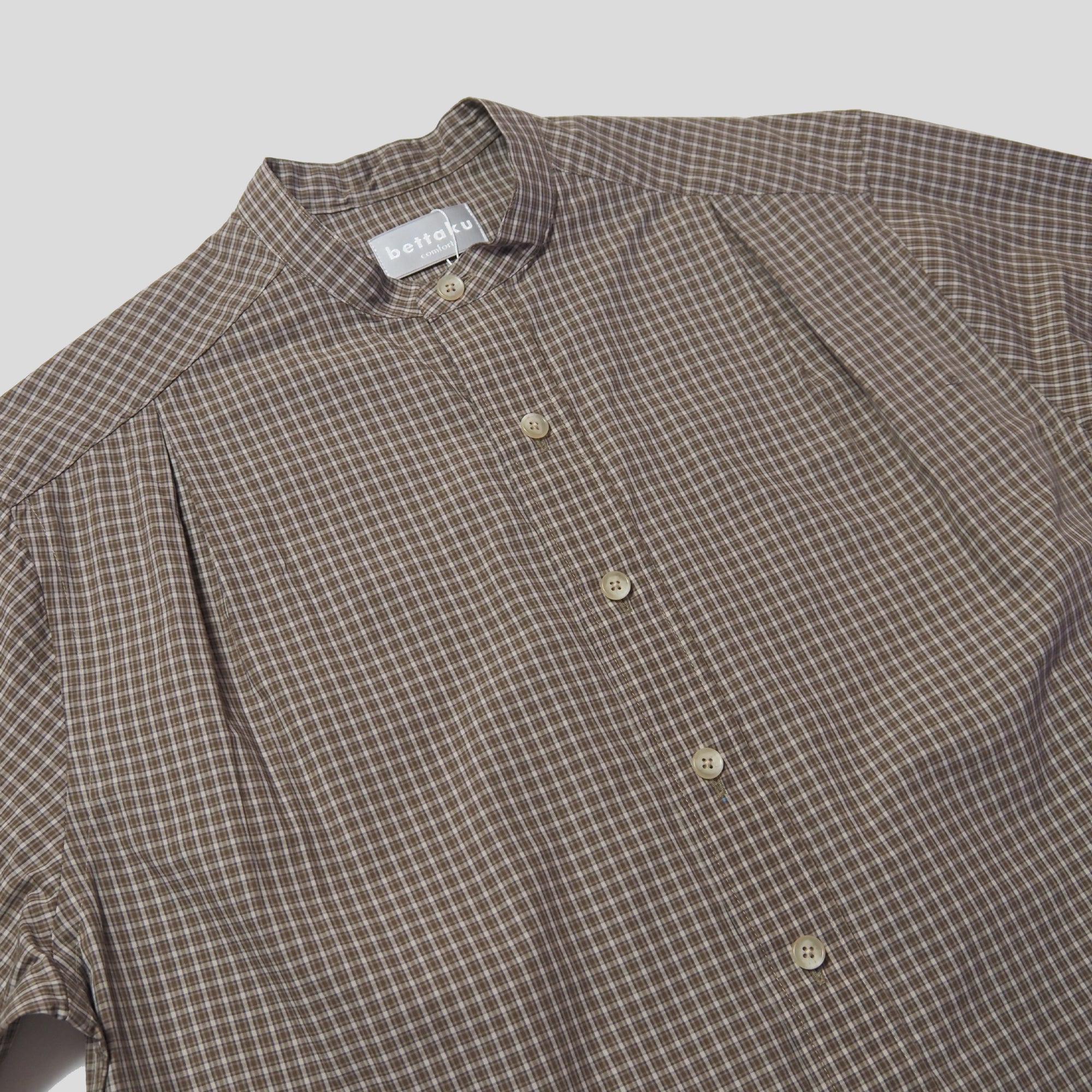 Cotton Check 3tuck shirts -BEIGE- [BET-S12003-231]