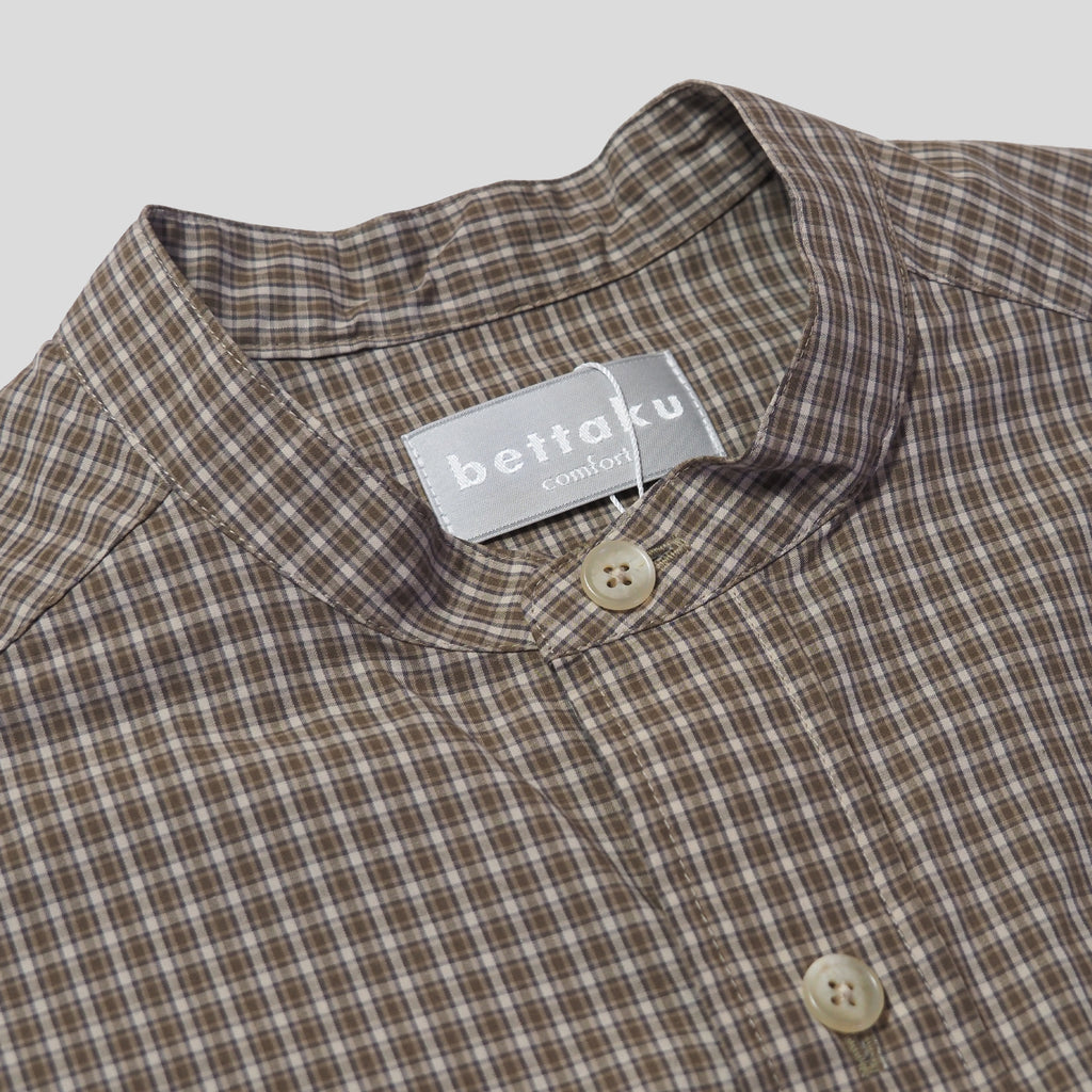 Cotton Check 3tuck shirts -BEIGE- [BET-S12003-231]