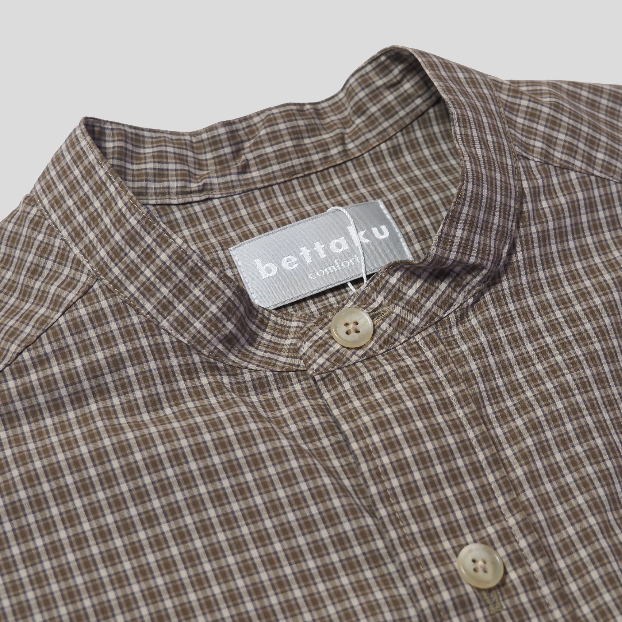 Cotton Check 3tuck shirts -BEIGE- [BET-S12003-231]