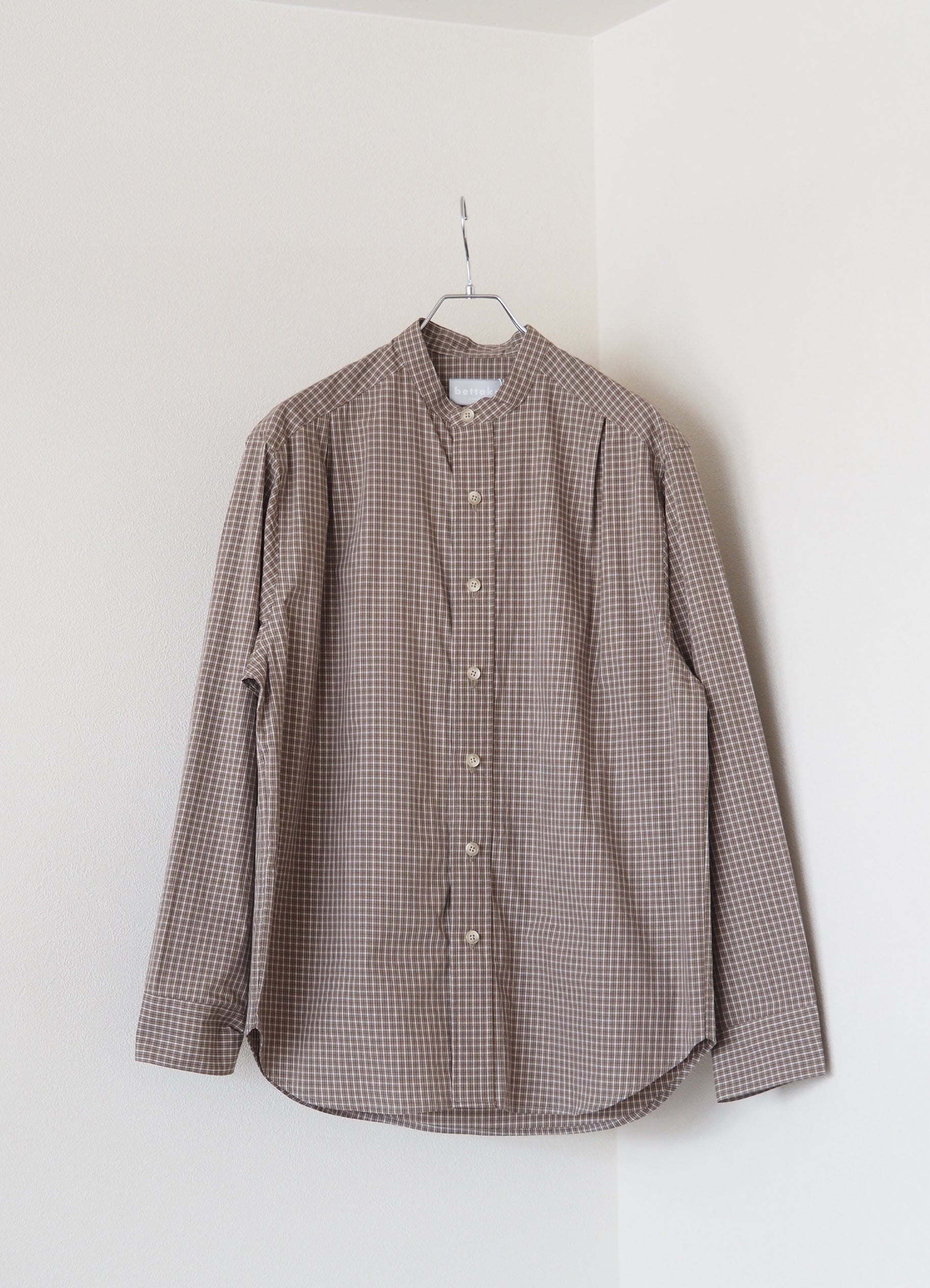 Cotton Check 3tuck shirts -BEIGE- [BET-S12003-231]